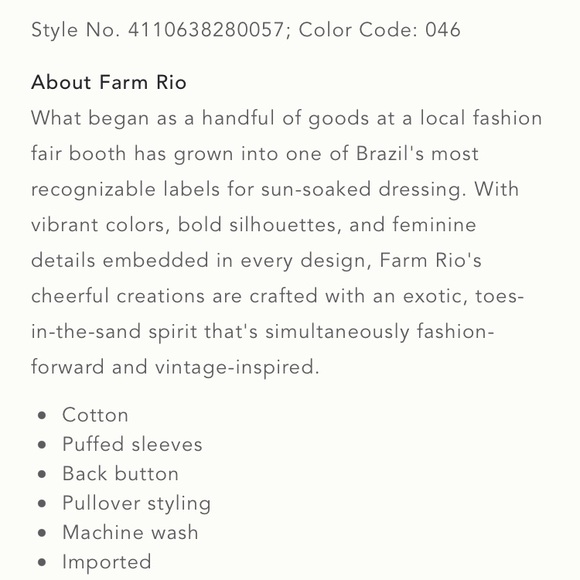 Anthropologie Farm Rio PuffSleeved Blouse XL - Picture 8 of 8